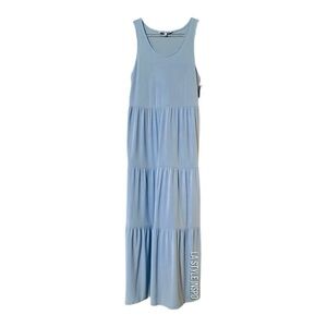 Elizabeth And James Tiered Long Sleeveless Midi Dress Light Blue Size Large